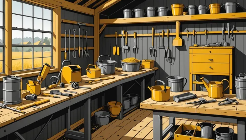 AR Welder in Agricultural Workshop A well-equipped agricultural workshop displaying AR welding tools and equipment, highlighting their use in farming.