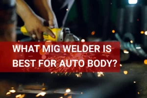 Metalworker welding auto body parts with a MIG welder, showcasing sparks in an industrial environment, highlighting the best practices for automotive repair.