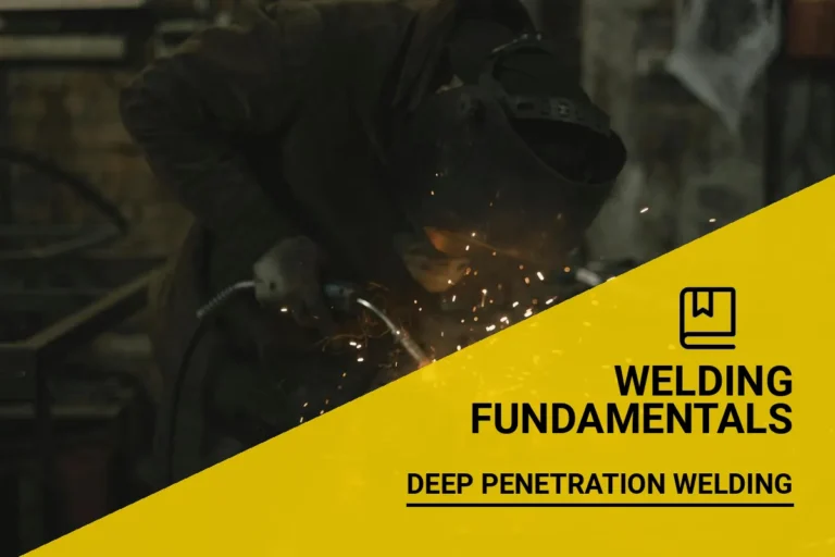A skilled welder expertly performs deep penetration welding in a workshop, surrounded by flying sparks and intense light.