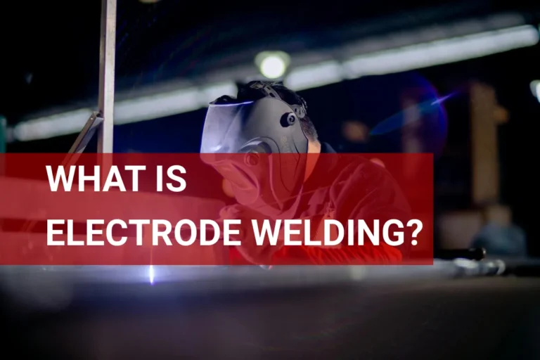 An industrial welder uses electrode welding techniques to fuse metal components, ensuring high-quality connections in a protective environment.