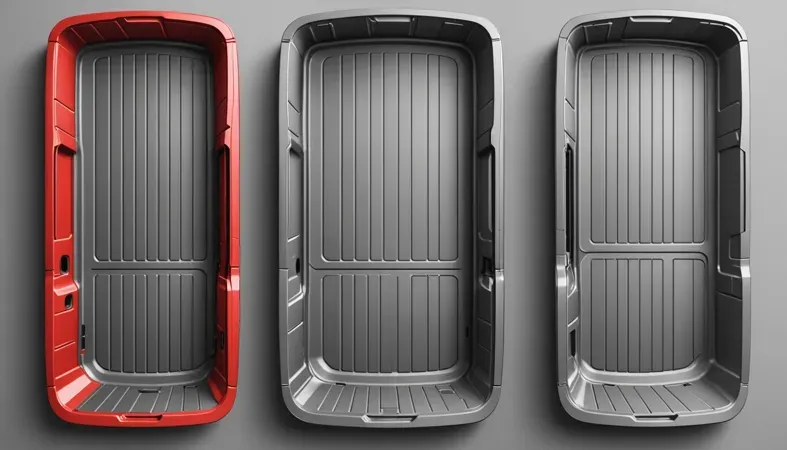 Floor Pans Overview Three different car floor pans showcasing colors and designs for welding applications.