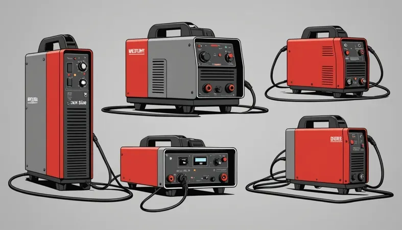 Various models of GMA welders showcasing amperage adjustment settings for optimal welding performance.