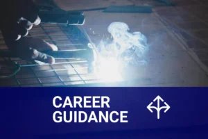 A professional welder working on a metal structure, showcasing the sparks flying during the welding process, reflecting a typical work environment for welders who often clock in long hours.