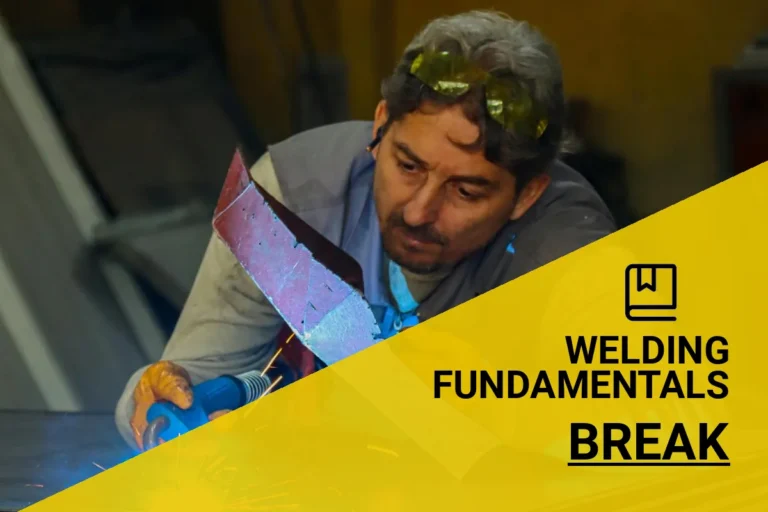 An adult man skillfully welding metal indoors, with sparks flying, demonstrating techniques that can be useful to understand how to break a weld.