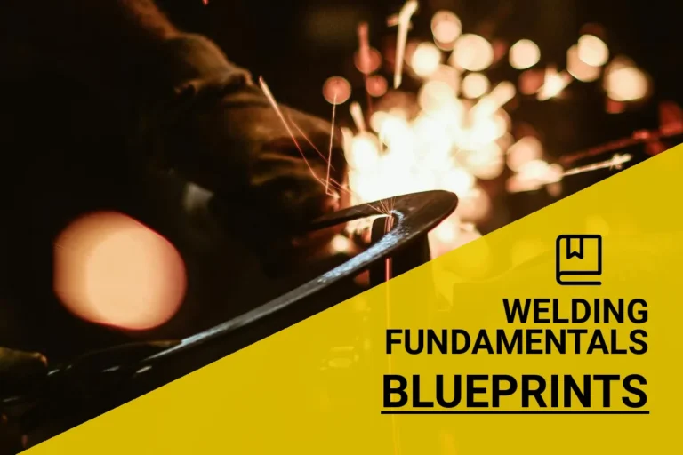 Close-up of a skilled welder interpreting welding blueprints while using a grinder, highlighting the craftsmanship and attention to detail in metalworking.