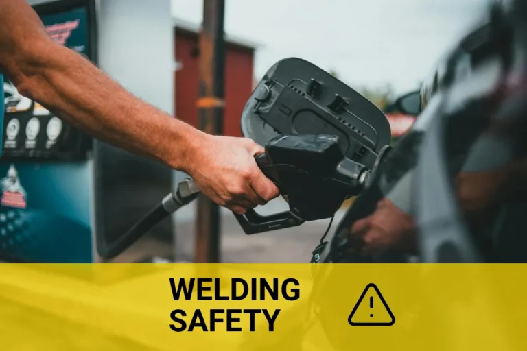 Close-up of a technician demonstrating safe welding techniques on a gas tank to prevent leaks and ensure proper repairs.