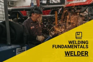 Auto mechanic demonstrating techniques to weld without a welder, in a professional workshop environment, showcasing safety gear and alternative welding methods for car frame repairs.