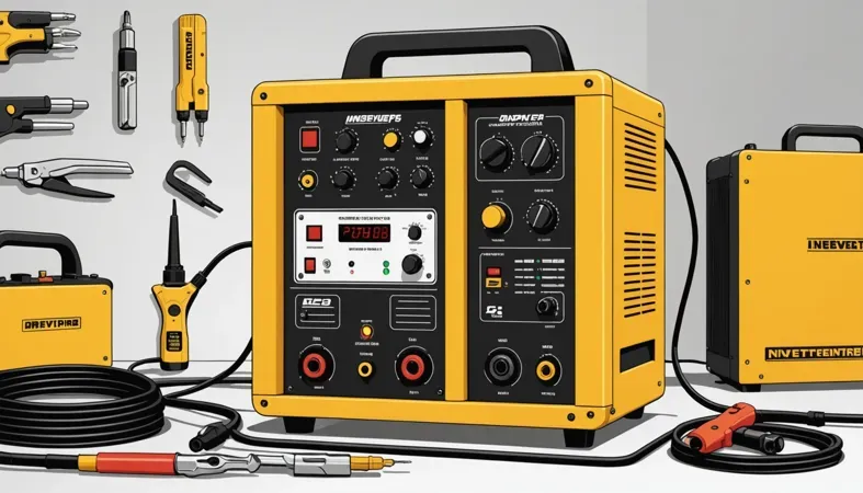 Inverter Welder Image of an inverter welder showing its controls and connections, important for welding tasks.