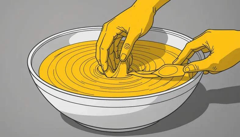 JB Weld Weight Capacity Illustration of hands mixing a yellow substance, related to the strength and weight capacity of JB Weld.