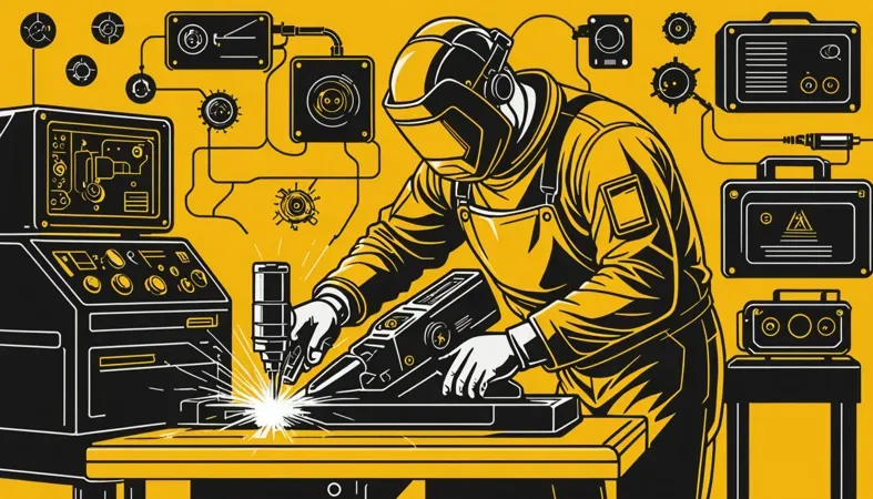 A skilled worker operating a laser welder with equipment, showcasing laser welding technology.