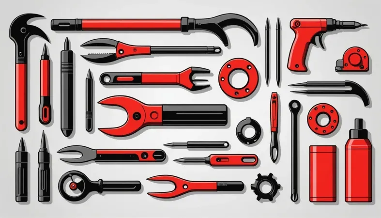 A collection of metal fabrication and welding tools including pliers, wrenches, and drills designed for precision work.