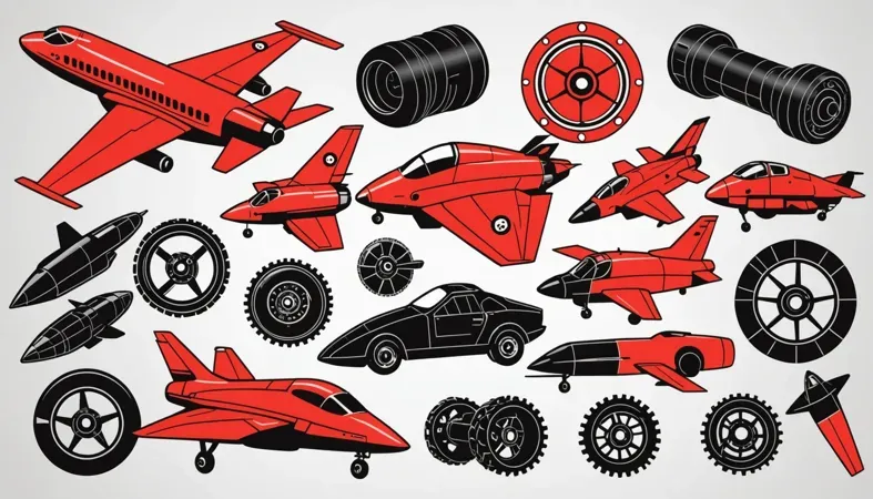 Illustration showing various vehicles and components, symbolizing metal fabrication and welding processes.