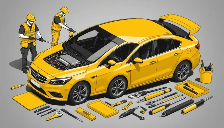 Illustration of MIG welding with flux core wire, showing tools and techniques for car maintenance.