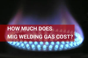 Close-up of welding gas being used, showcasing the blue flame and its importance in MIG welding processes.