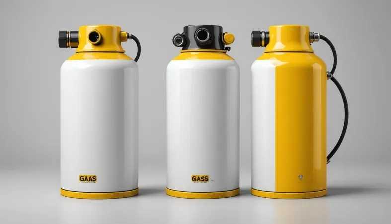 Three MIG welding gas tanks showcasing different types of welding gases used in MIG welding processes.