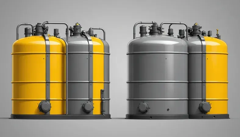 Two brightly colored tanks for MIG welding gas, highlighting the types of gas used in welding applications, essential for understanding welding gas costs.