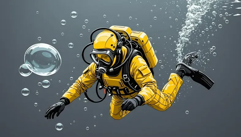 An illustration of a military diver in a yellow suit, exploring underwater, representing the skills and training involved in military welding and technical roles.