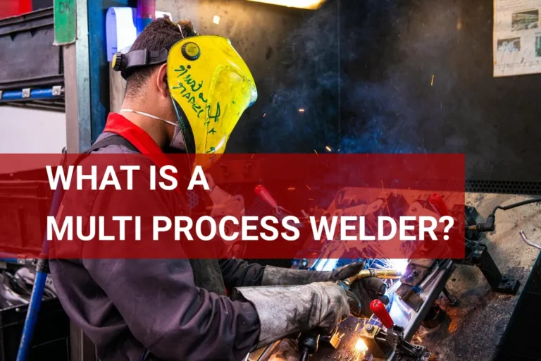 A multi process welder expertly operates welding equipment, generating vibrant sparks and smoke while wearing essential safety gear.