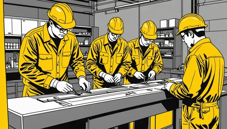 Illustration of welding inspectors conducting non-destructive evaluation, showcasing NDE practices in a workshop.