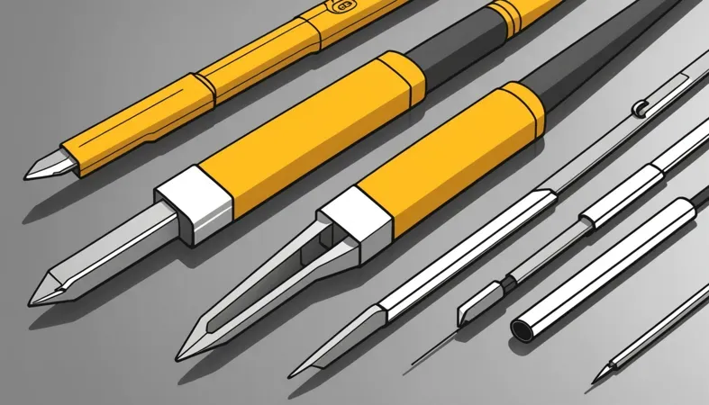 Illustration of various tools used for peening in welding, showcasing different types and shapes.