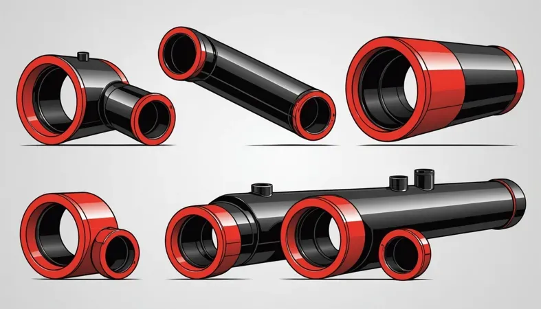 Pipe Welding Parts Illustration of various pipe components used in pipe welding for construction and repair.