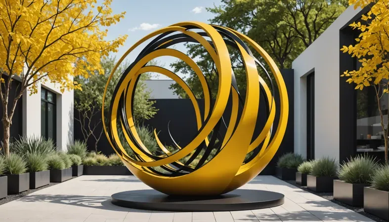 A striking sculpture in a modern outdoor setting, symbolizing the challenges of welding pot metal.