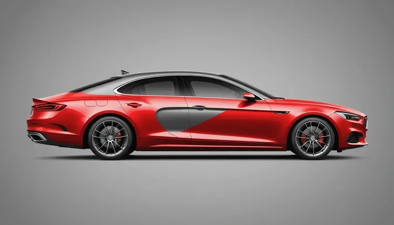 Best MIG Welder For Auto Body A sleek red car showcasing bodywork suitable for MIG welding applications in auto body repair.