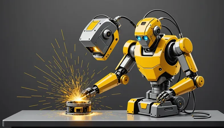 A robotic arm performing welding, illustrating the importance of voltage in the welding process.
