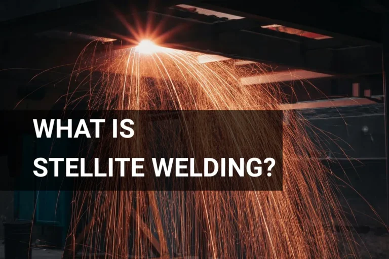 Sparks flying during stellite welding process in an industrial workshop, showcasing precision metal cutting and joining techniques.