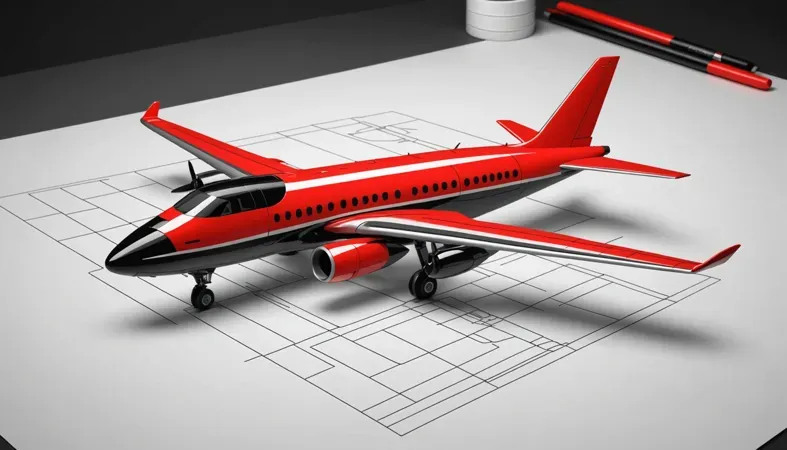 A model of a red aluminum aircraft on blueprints, illustrating the application of TIG welding in aviation.