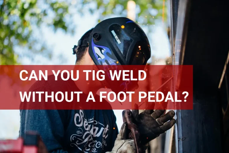 A skilled welder working outdoors, creating sparks while successfully tig welding without a foot pedal, showcasing focus and safety in the process.