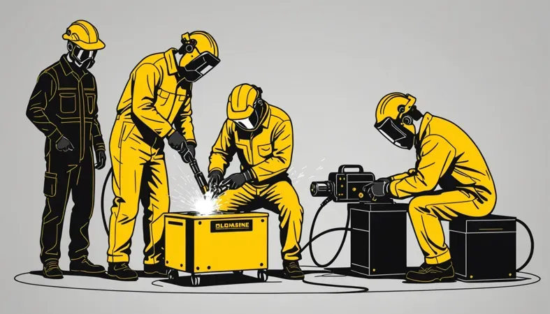 Illustration of workers performing TIG welding, showcasing the process and equipment used in welding applications.