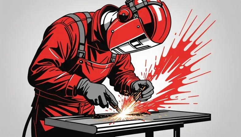 TIG Welding Steel Illustration of a welder performing TIG welding on steel with sparks flying.