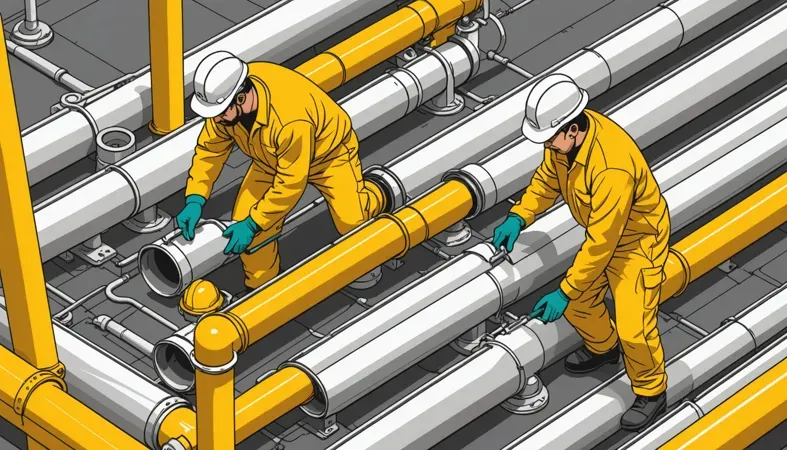 Underwater Welding Risks Workers conducting underwater welding on industrial pipes, illustrating the hazards associated with this profession and the need for safety measures.