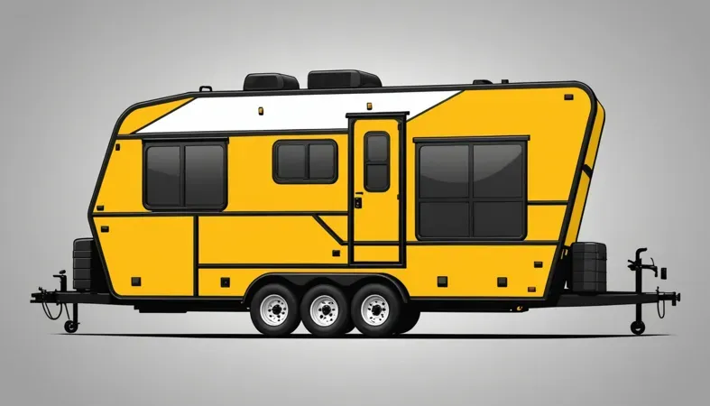 A vibrant yellow utility trailer with modern design features, illustrating a non-welding construction method.