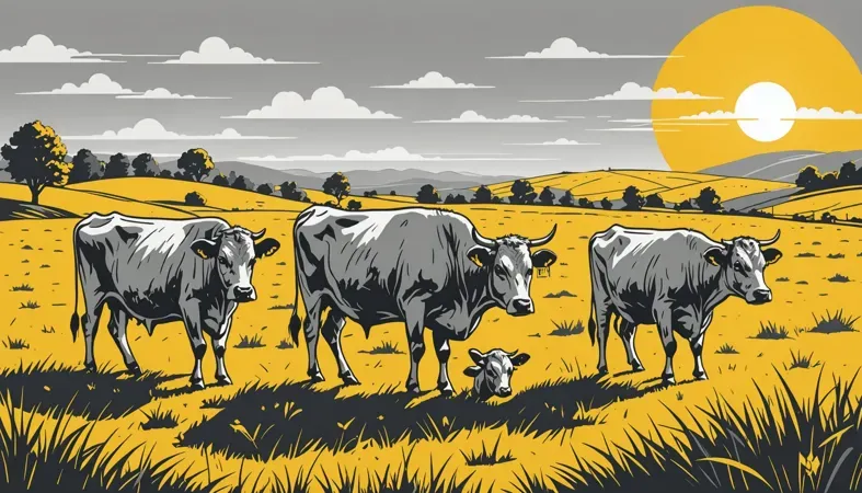 Welded Wire Fence with Cattle Illustration of cattle in a field with a welded wire fence, showcasing a secure boundary for livestock.