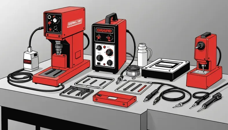 A collection of welding equipment and grounding tools essential for grounding a welder safely.