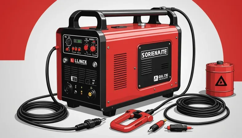 Image of a 140 amp welder with power connections, relevant for determining the appropriate generator size.