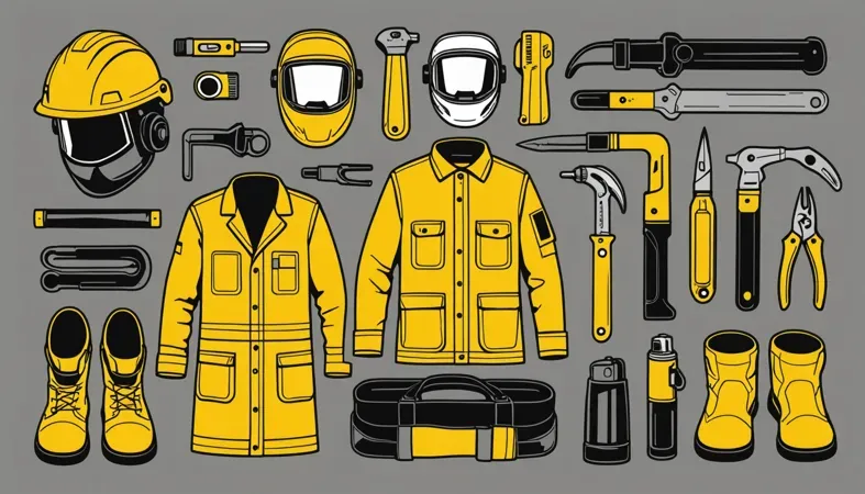 A collection of essential welding gear including helmets, jackets, tools, and safety equipment for aspiring welders, highlighting the necessary training tools.