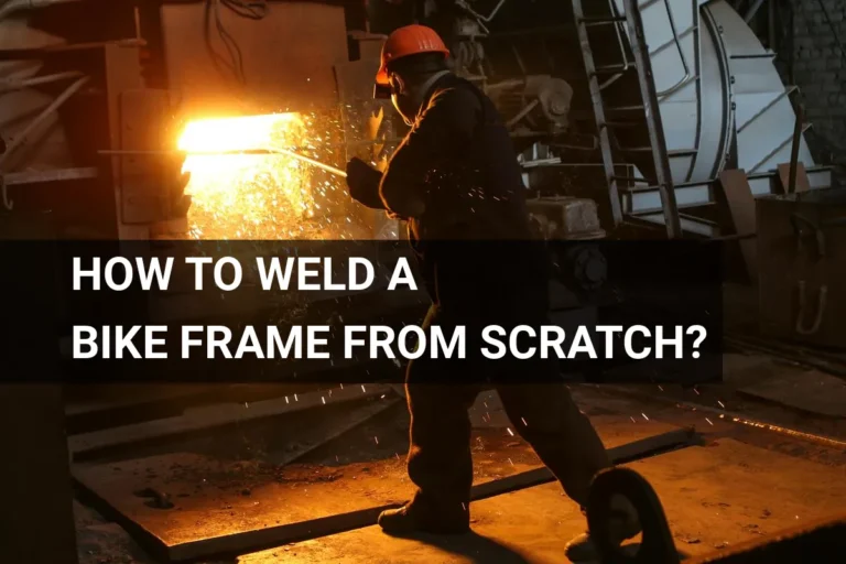 A skilled worker wearing protective gear expertly welds a custom bike frame from scratch, showcasing metalworking techniques with sparks flying in the background.