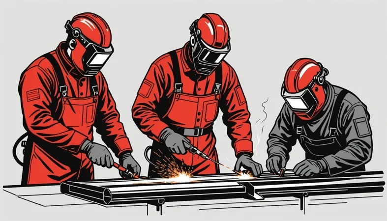 Welders wearing protective gear during a welding process, highlighting the importance of proper training and education in welding.