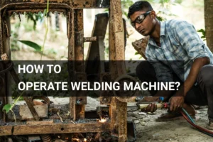 An experienced welder skillfully operates a welding machine outdoors, demonstrating techniques for effective metal repair with a welding torch.