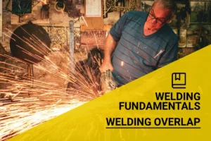 A skilled welder carefully applies overlap in welding techniques, creating strong joints while surrounded by a vibrant workshop filled with tools and bright sparks.