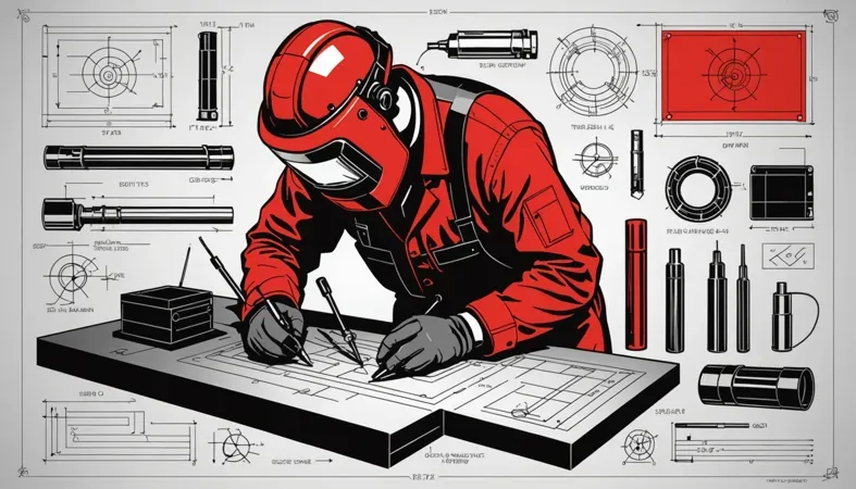 A welder analyzing detailed welding blueprints, highlighting the importance of precision in welding work.