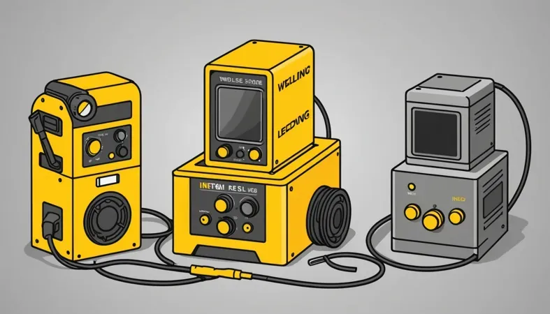 Welding Leads Setup Illustration of various welding machines and equipment to illustrate welding leads.