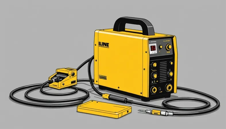 Welding Machine Illustration Illustration of a welding machine demonstrating polarity settings and components used in welding.