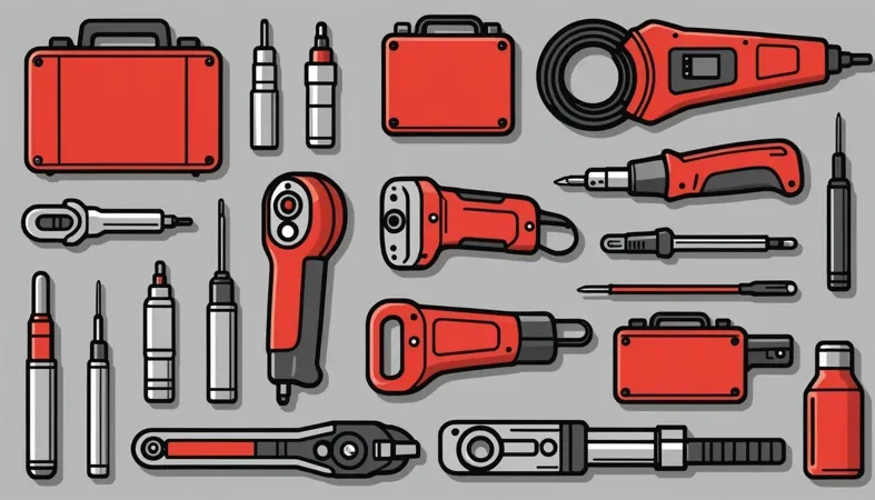 A collection of tools used for welding and soldering processes, showcasing essential equipment like soldering irons and welding machines.