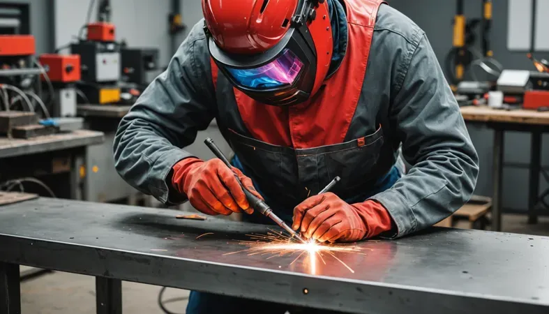 A welder working on stainless steel, demonstrating welding techniques and safety precautions.