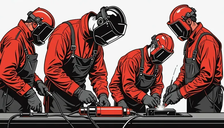 Illustration of individuals using alternative methods to weld without a welder, demonstrating creative DIY welding techniques.