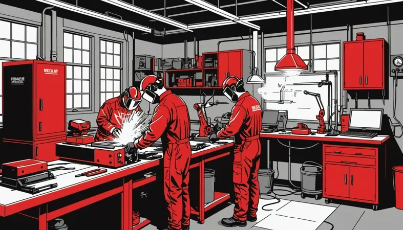 Welding Workshop A modern welding workshop showing professionals working on metal pieces, ideal for finding welding services.